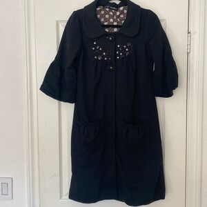 Yag Couture Vintage-style Coat Beaded Lined 3/4 Sleeves Pockets